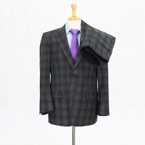 Bespoke Christopher James 42S 38x31 Gray Check Full Canvas Wool Full Sui…